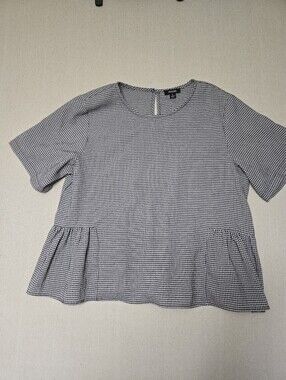 Episode Women's Black & White Gingham Peplum Top